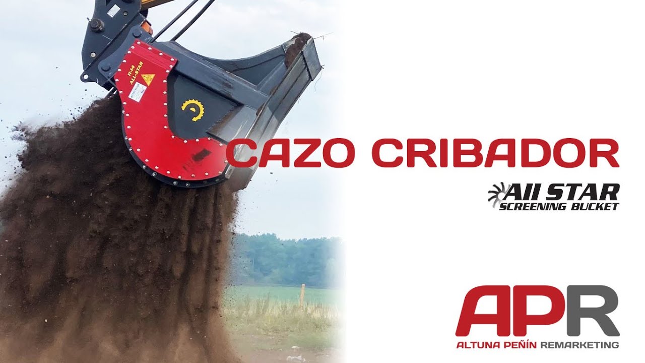 Cazo cribador de escombro, tierra y piedras