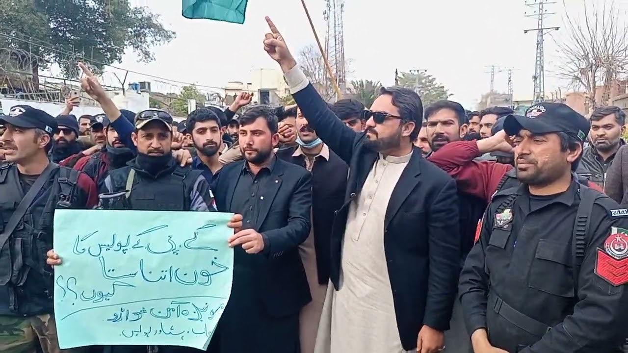 KP police and rescue soliders are protest against the terarisam