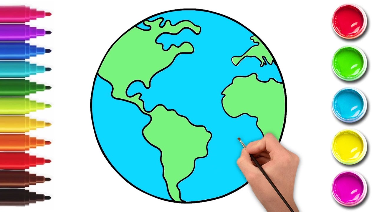 How to Draw EARTH 🌎 | Easy Drawing and Coloring for Kids | Chiki Art | HooplaKidz How To