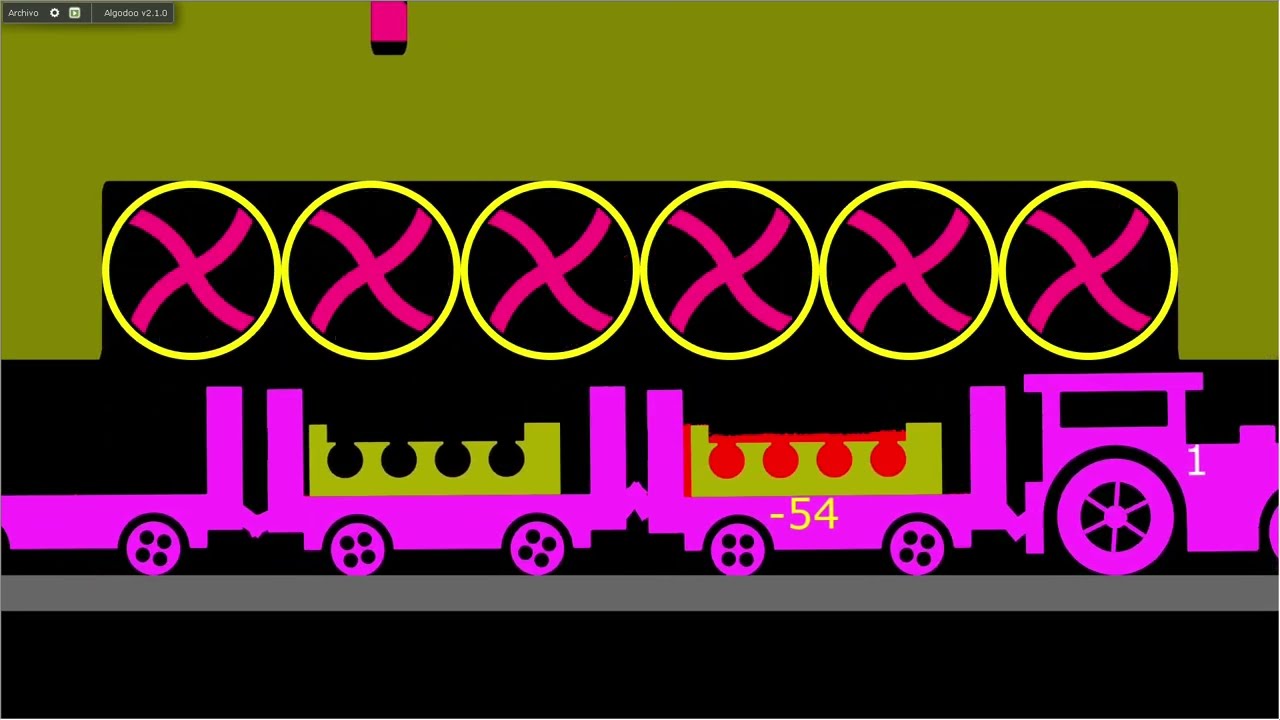 The marble factory with some stick figures and train transportation