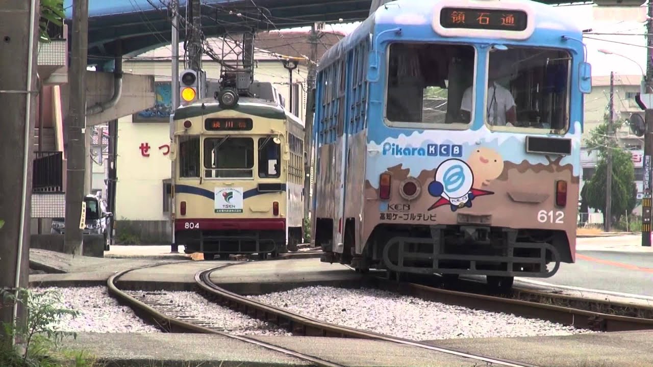 鉄道のある風景 土佐電鉄 土佐中街道 舟入川畔 (17-Aug-2014)