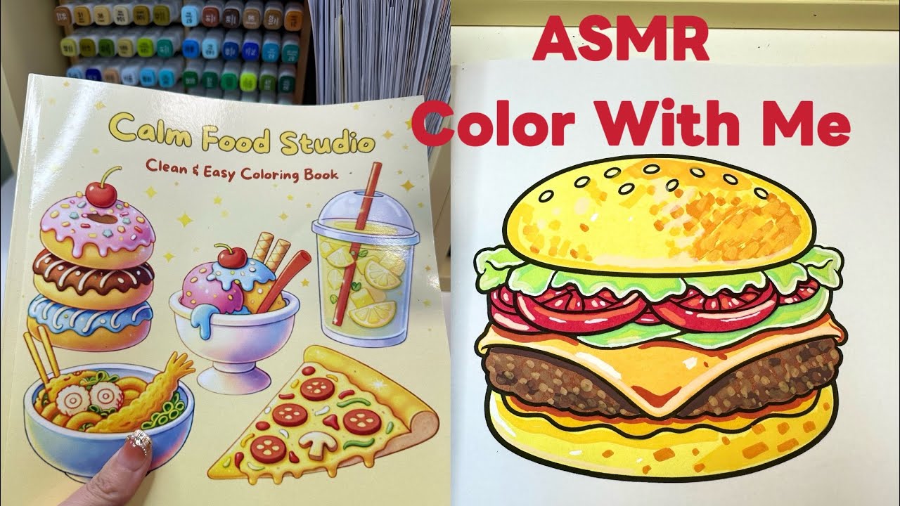Calming Burger Coloring | Soft & Satisfying Art Process ASMR（ No Talking）