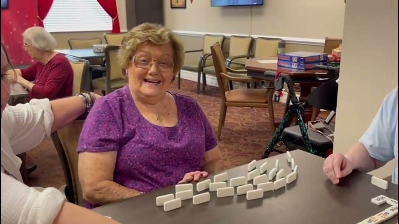 Mexican Train Dominoes with Roxi and our Assisted Living Residents