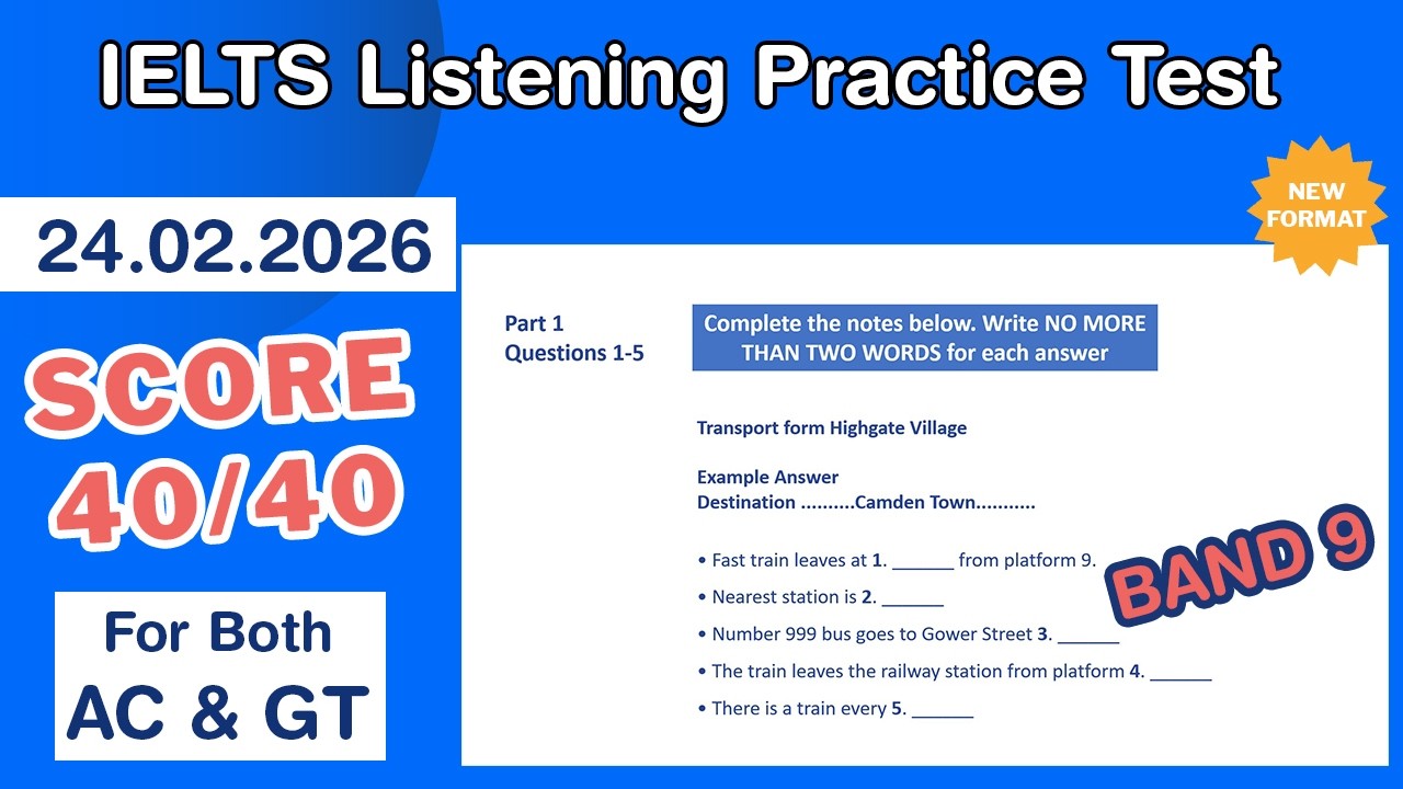 IELTS Listening Practice Test 2026 With Answers 24.02.2026 - Test #245