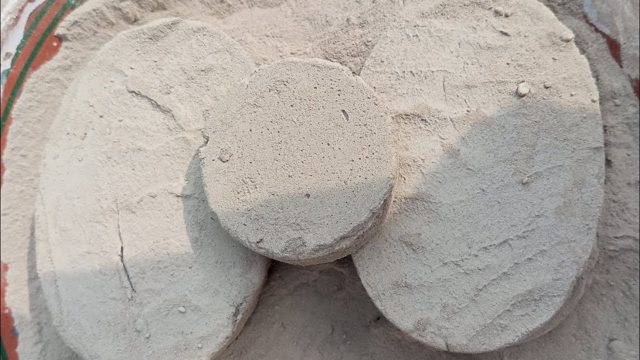 Gritty pure Cement water💧 dusty Crumbling in tup oddlysatisfying #ASMR 