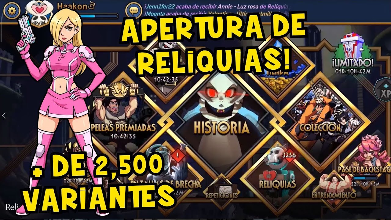 Mega Apertura de Reliquias! +2,500 Muchos Oros y Diamantes! SkullGirls Mobile!