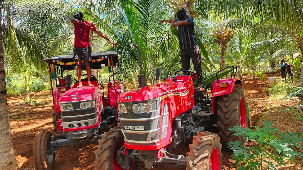 Mahindra Arjun novo 605S & Mahindra yuvo tech plus 585 4wd rotavator performance in same coconutland