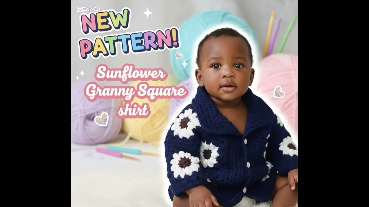 Crochet Sunflower GrannySquare Shirt PART 1