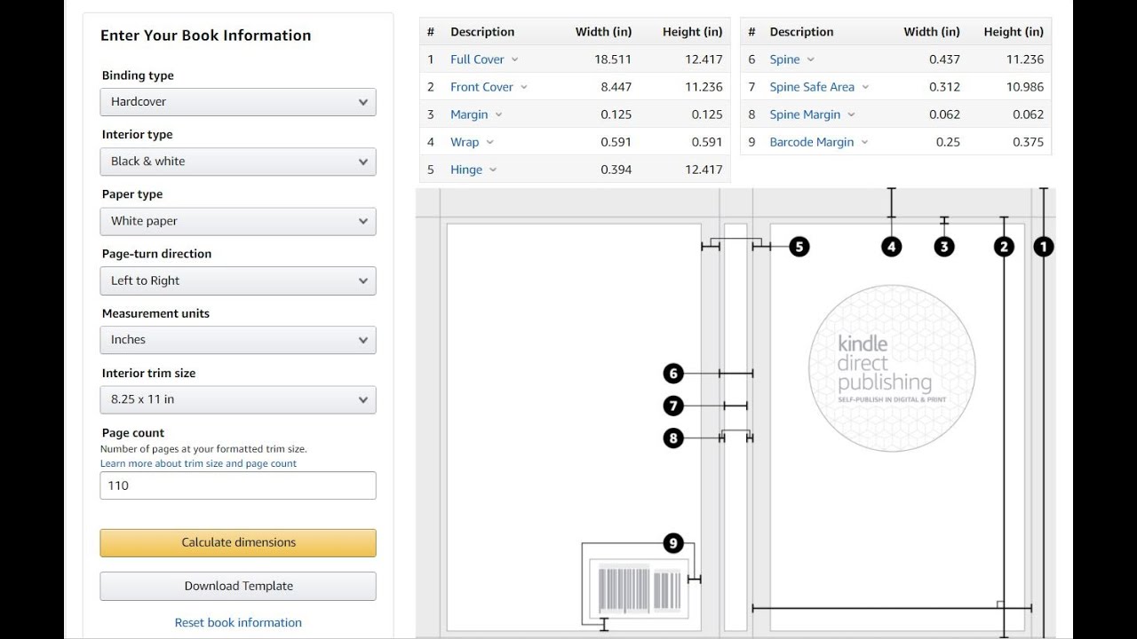 Amazon KDP Hard Cover Wersja Beta. Rozmiary okładek