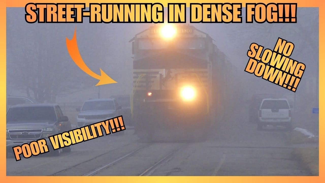 Train Crew Running BLIND At Track Speed down Neighborhood Street In DENSE FOG