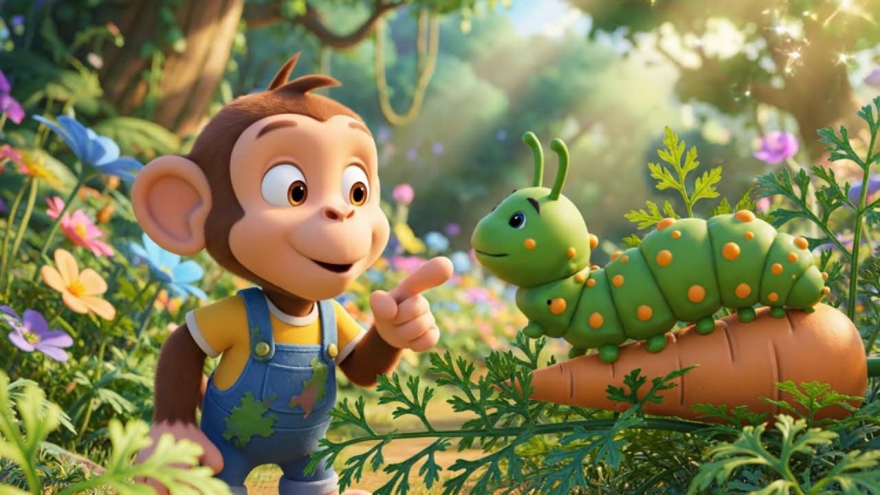 Baby Monkey’s Leafy Chat With a Little Green Caterpillar | Kids Storytime