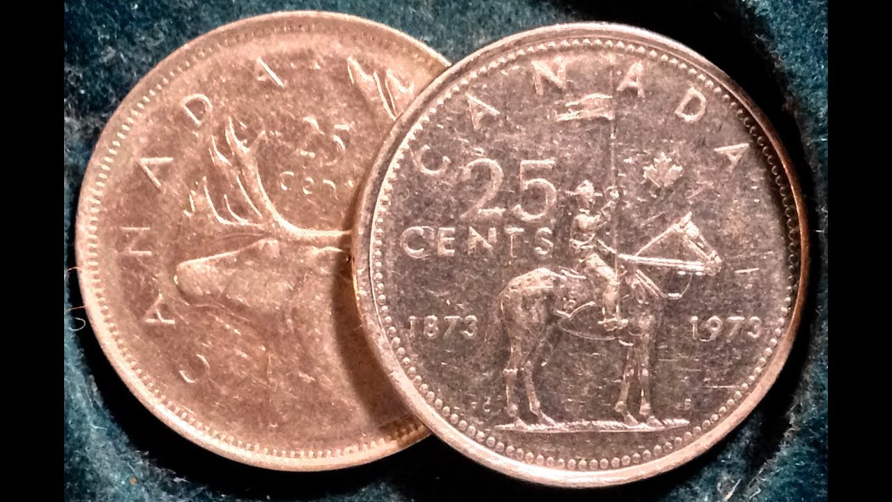 1968 Quarter (50% Silver) and 1973 Quarter (Commemorative Issue) Coins Of Canada