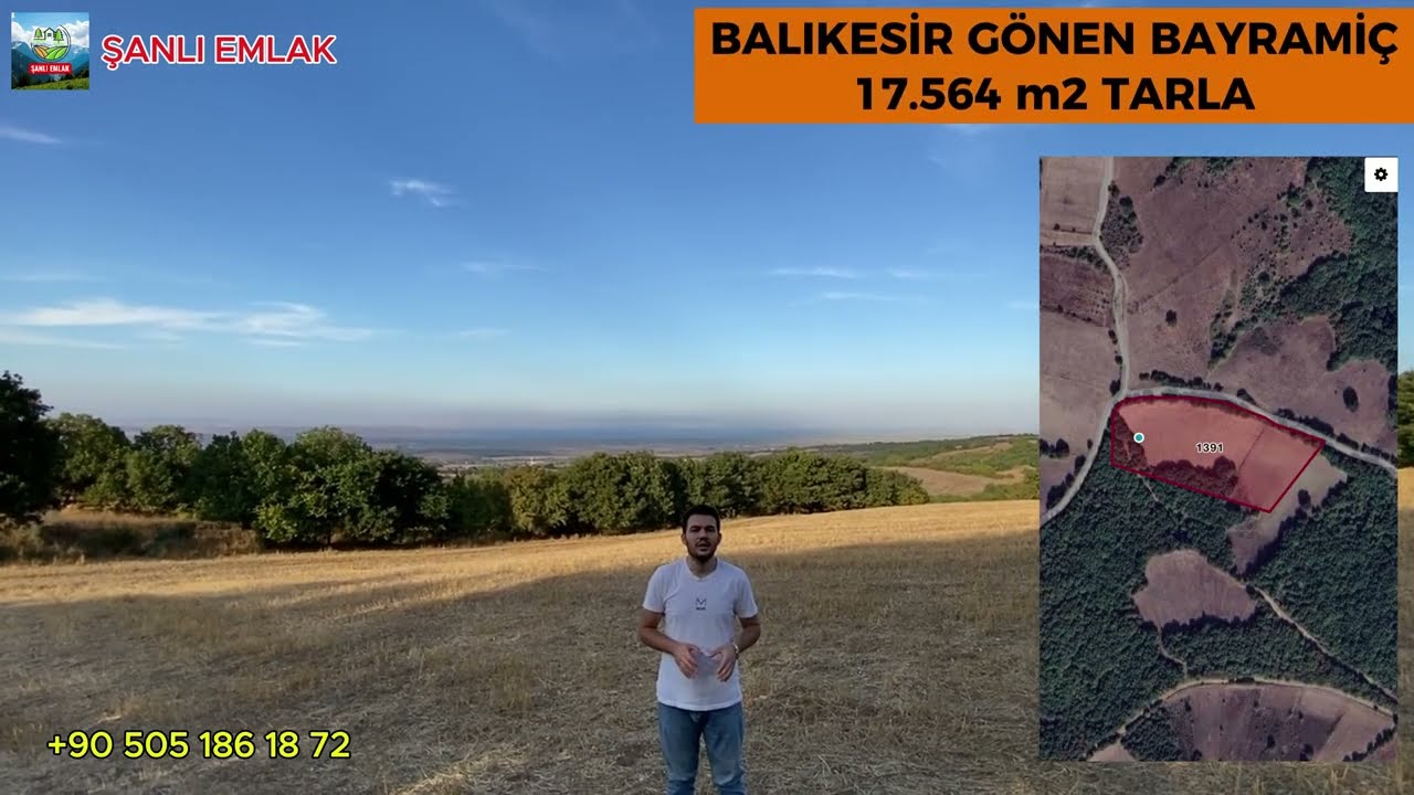 FİYAT DÜŞTÜ)Balıkesir Gönen Bayramiç 17.564 m2 Manyas Kuş Gölü Manzaralı Satılık Tarla  2.500.000 TL