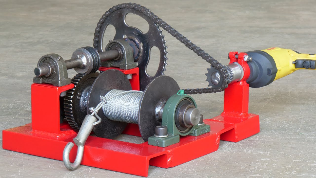How To Make A Diy Drill Powered Winch | Powerful Homemade Drill Winch | DIY Winch