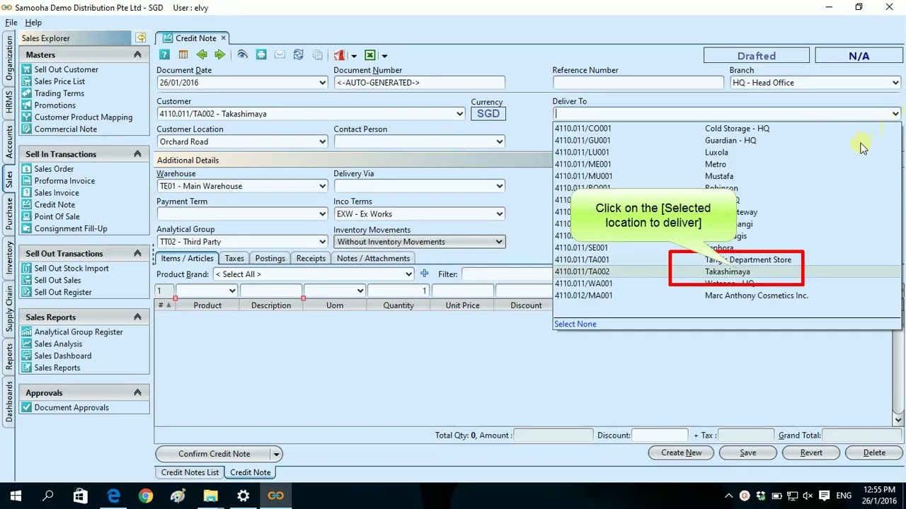How to Create Credit Note Without Inventory Movement