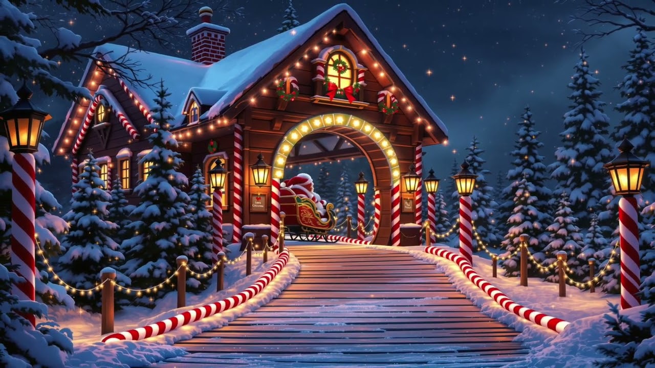 Cozy Santa's Village - North Pole Christmas Ambience 🎄❄️ Snowfall & Relaxing Holiday Music ✨