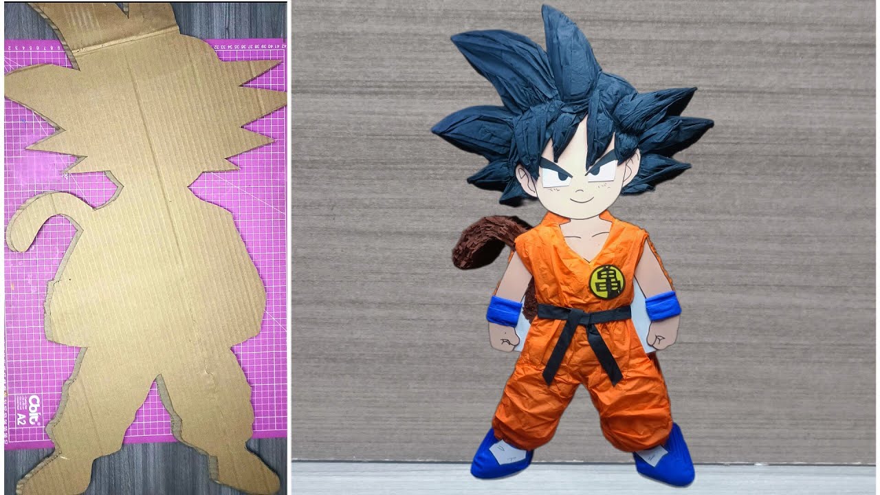 Cómo hacer piñata de Goku con cartón - Dragón Ball