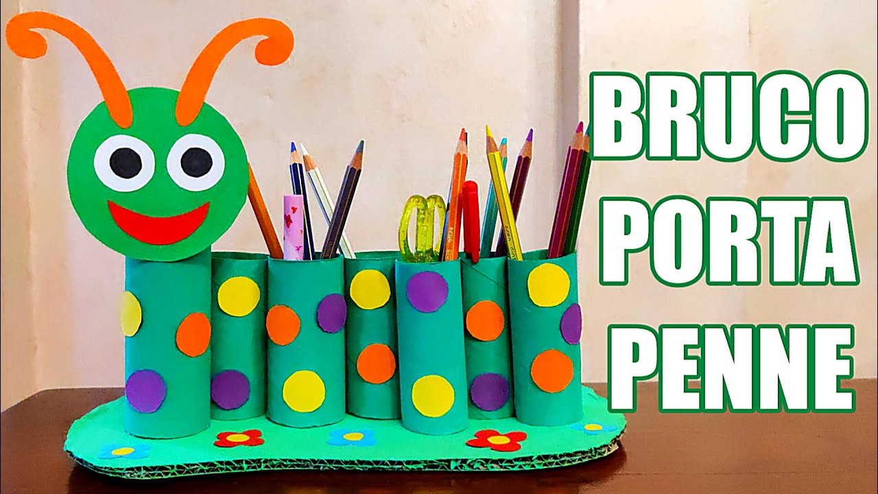 🐛🧻🎨 Lavoretti per bambini: BRUCO PORTAPENNE per la tua scrivania (Riciclo creativo 🔃)