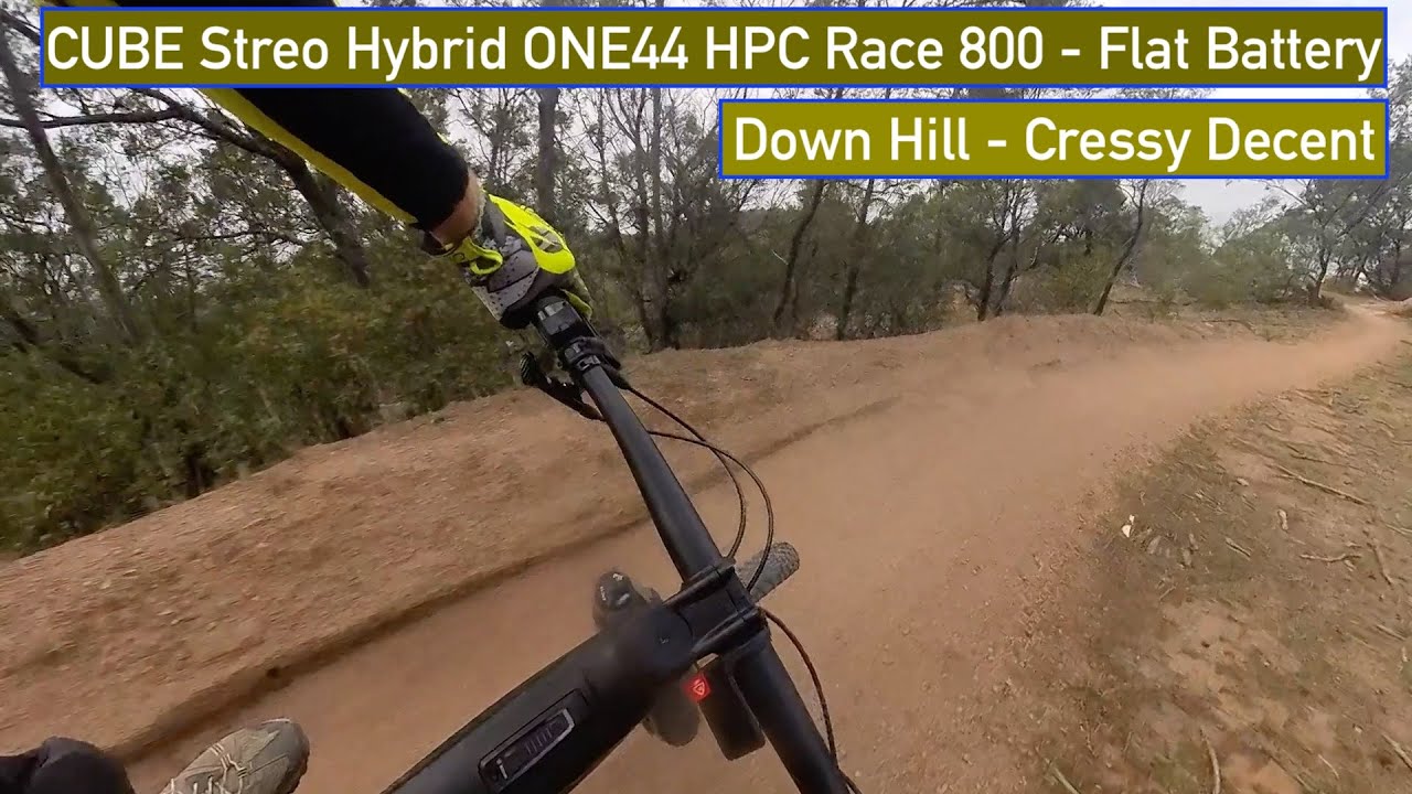 CUBE Stereo Hybrid ONE44 HPC Race 800   Down Hill with flat battery   Cressy Decent, YouYangs