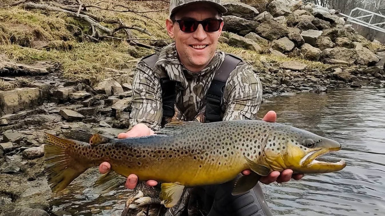 Catching Giant Brown Trout on Sketchy River! New PB!! White River Arkansas!