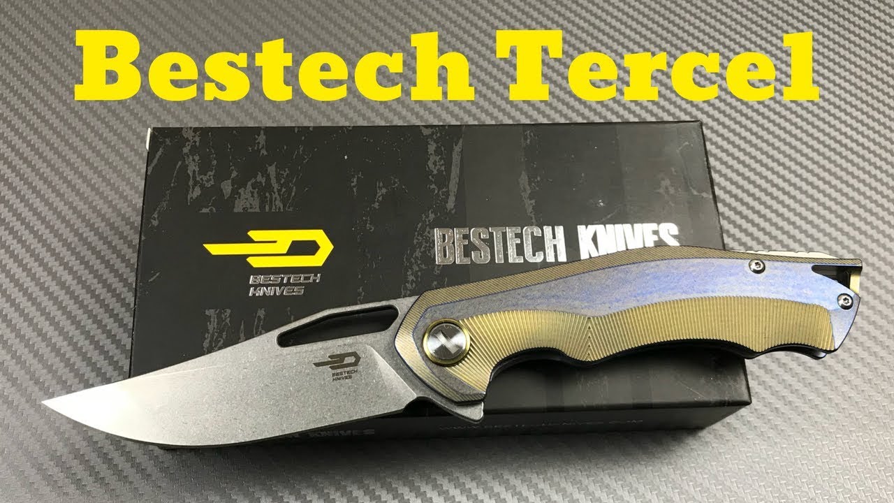 Bestech Tercel BT1708A Blue/Gold Titanium framelock Knife   All the right stuff !