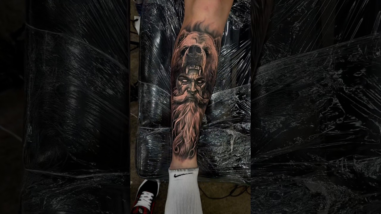 Viking inspired #vikingtattoo #vikings #tattoo #legtattoo #shintattoo #tattooartist