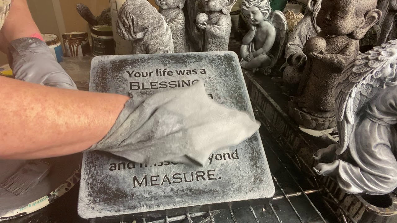 Simple painting technique (CLOTH) for concrete plaques with shallow lettering
