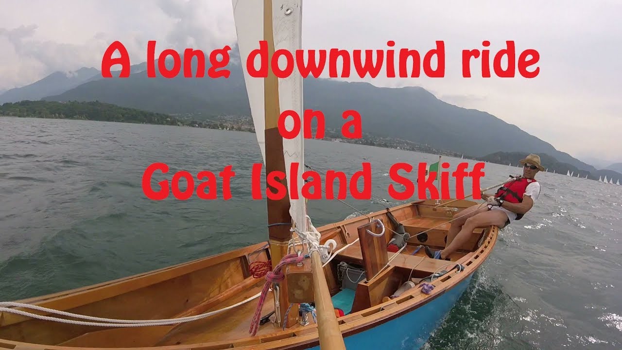 A long downwind ride on a Goat Island Skiff