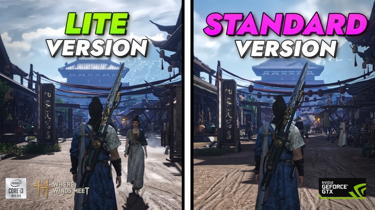 WHERE WINDS MEET LITE vs STANDARD - KAIFENG CITY - COMPARISON in GTX 1060 + i3 10100F