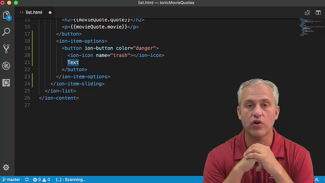 Angular with Firebase course - Ionic Movie Quotes - 05 Delete