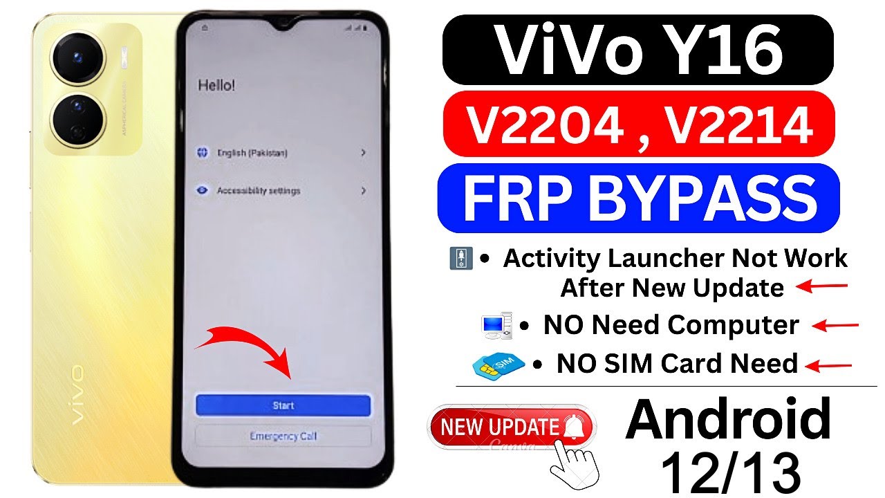 Vivo Y16 FRP Bypass 2025 | New Activity Launcher Update | Unlock Vivo V2204 & V2214 FRP Without PC