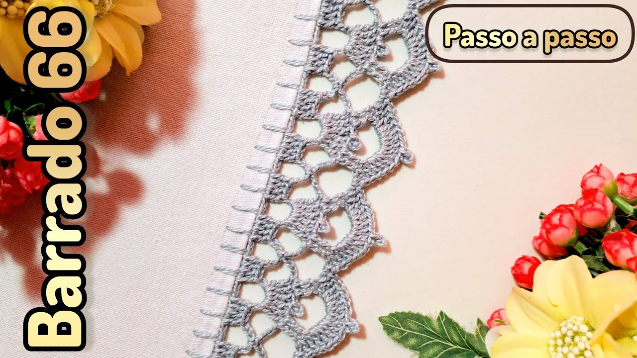 BARRADO DE CROCHÊ Nº 66 PASSO A PASSO VEJA COMO É LINDO E SIMPLES DE FAZER #crochepanodeprato