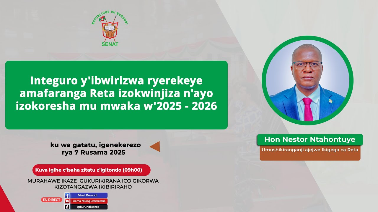 Integuro y'ibwirizwa ryerekeyeamafaranga Reta izokwinjiza n'ayoizokoresha mu mwaka w'2025 - 2026