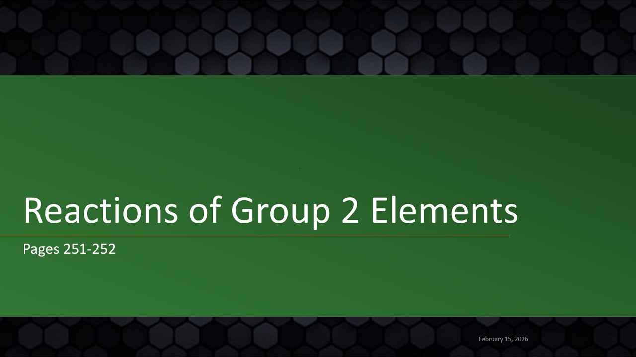 AICE Chemistry | Chapter 11.2: Reactions of Group 2 Elements