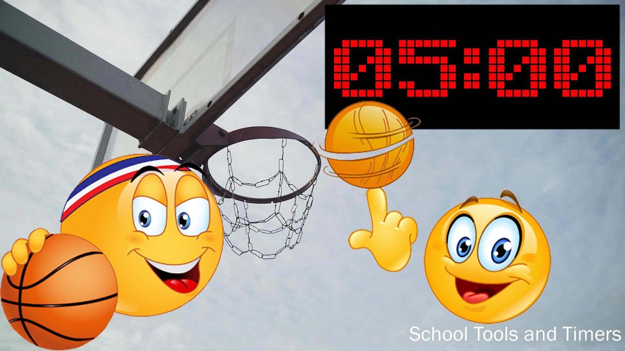 5 Minute 🏀 Basketball 🏀 Countdown Timer - Buzzer Beater Sound and Crowd Cheers!