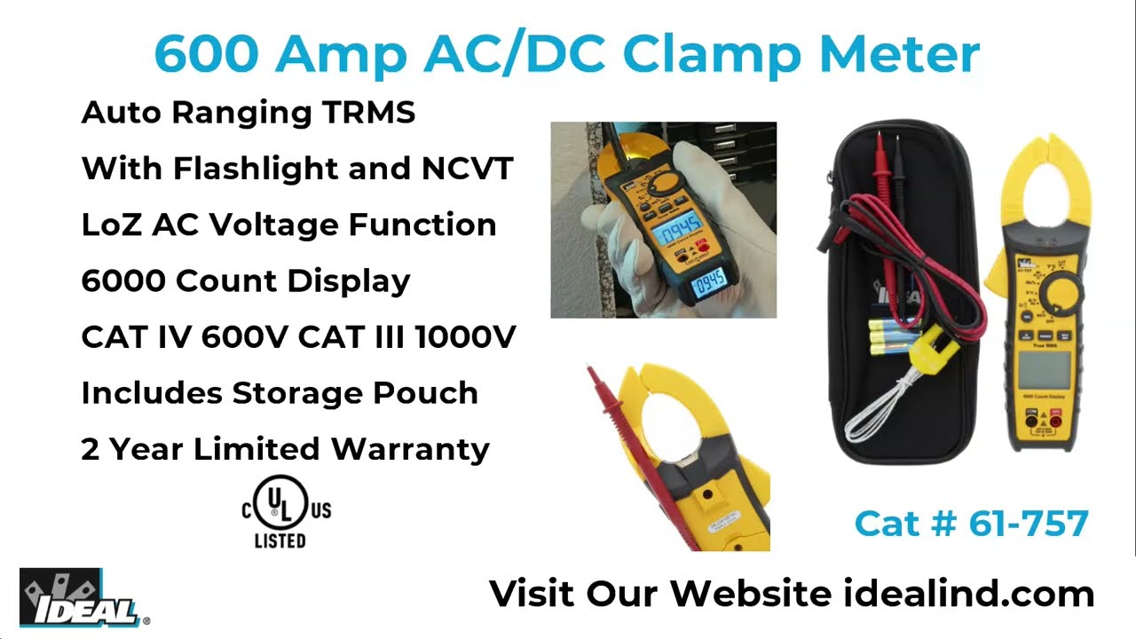 IDEAL 61-757 600A AC/DC TightSight Clamp Meter