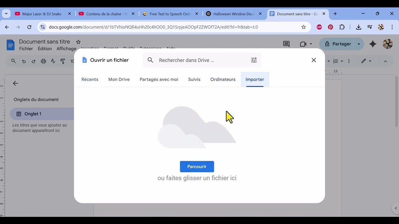 Importer un fichier PDF ou Word dans google Docs