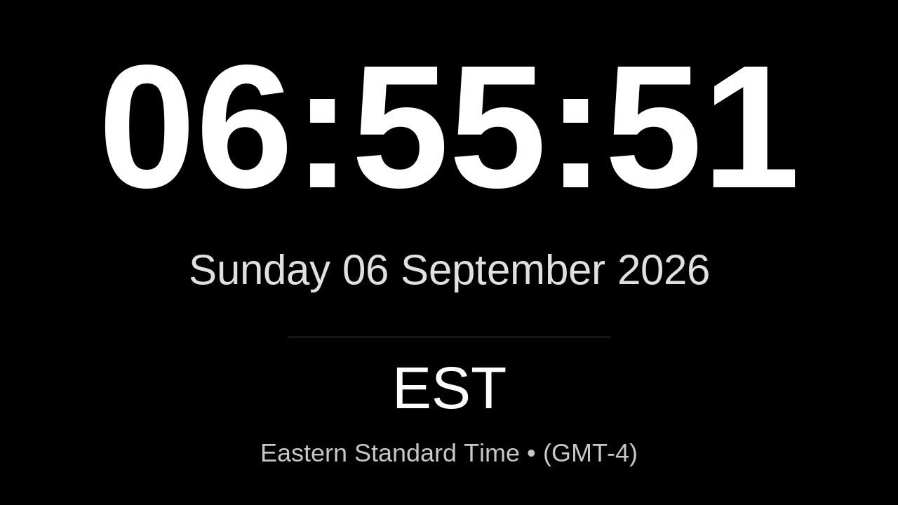 🕒 LIVE: Eastern Standard Time (EST) Clock | New York, Toronto, Miami | 24/7 Wall Street Time