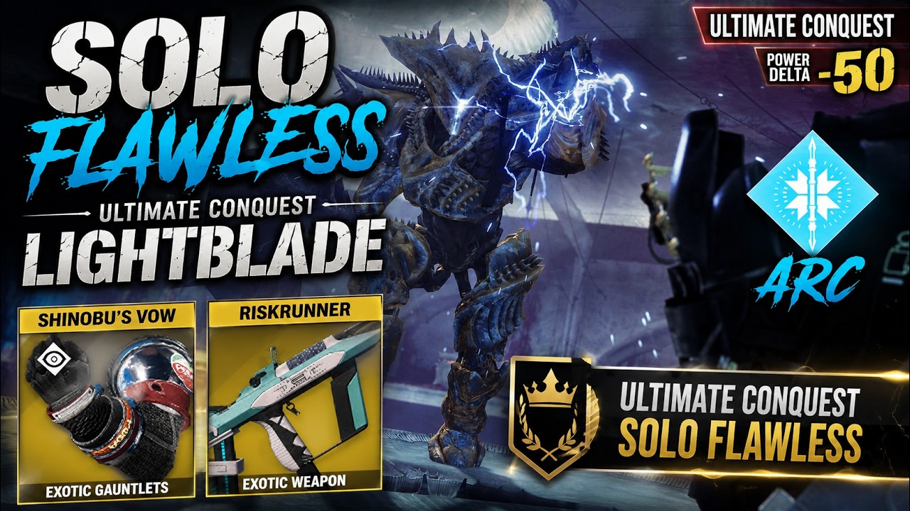 Destiny 2: SOLO FLAWLESS Lightblade Ultimate Conquest | Arc Hunter | Shinobu's Vow
