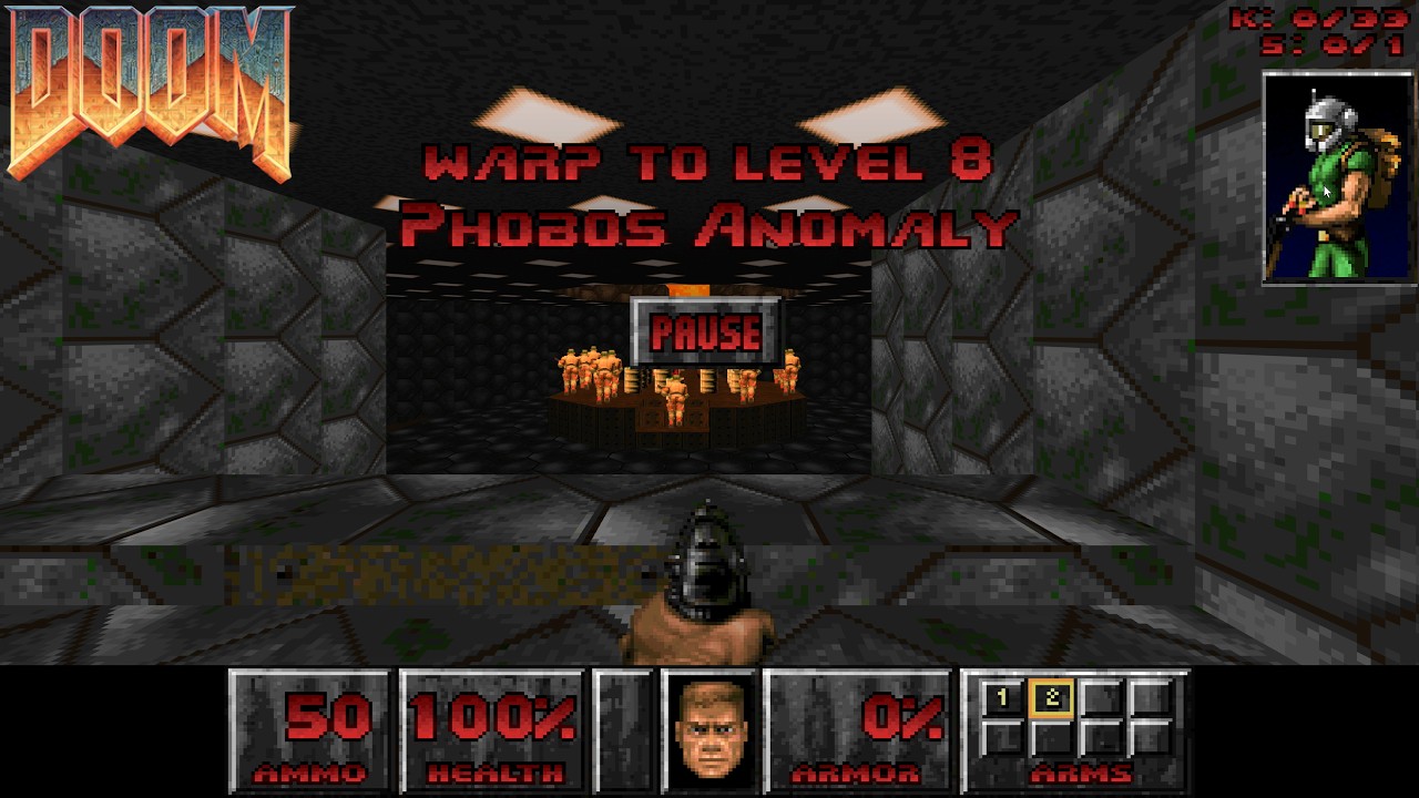 PSX Doom Alpha v0.05 - Map 8: Phobos Anomaly (Nightmare! - 100% - Pistol Start) (PsyDoom) Vulkan