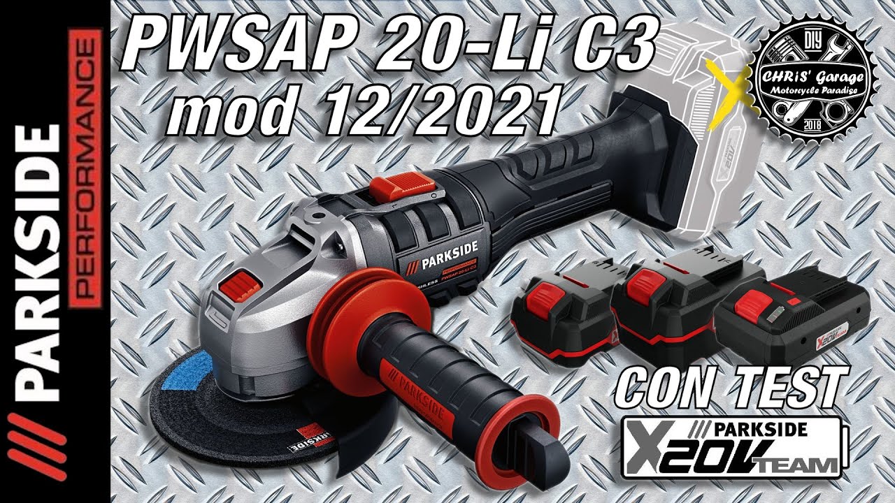 PARKSIDE PERFORMANCE Smerigliatrice Angolare 20V Test Batterie 4 Ah Smart, PWSAP 20-Li C3 (mod 2021)