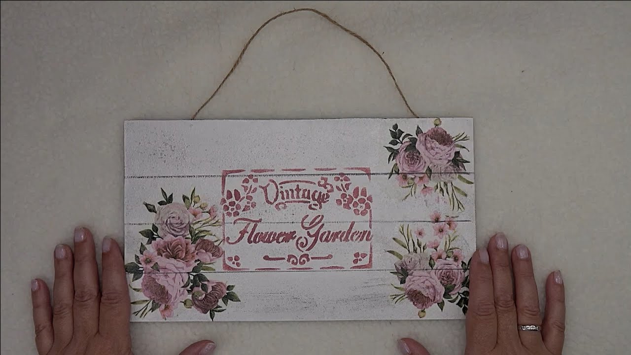 DIY Cartel Vintage con Falso Decapado Decoupage y Estarcido Tutorial #diyamparocreativa #vintage
