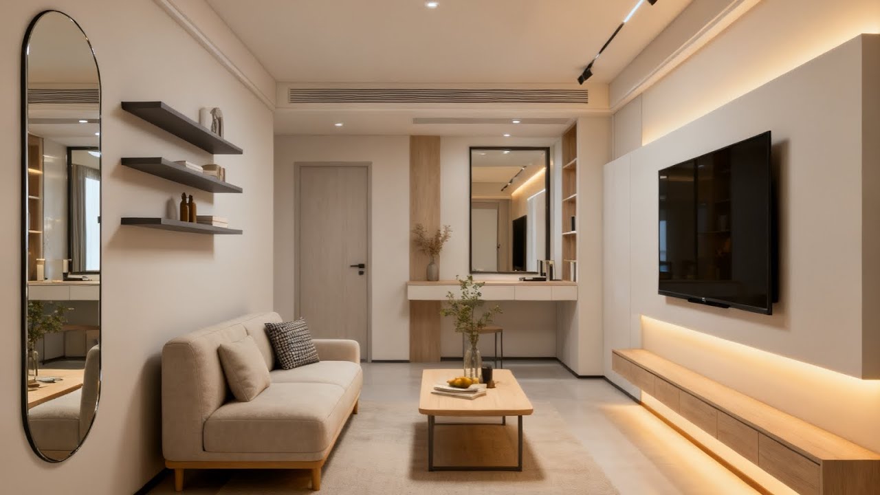 design interior ruang tamu ukuran 3m² minimalis | minimalist 3m² living room interior design