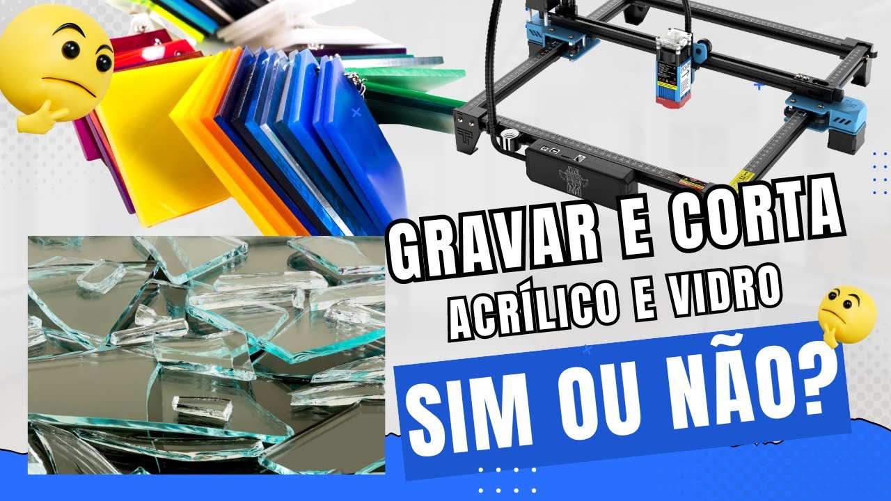 TTS-55 GRAVAR E CORTA ACRÍLICO E VIDRO SIM OU NÃO? TESTE E CONFIGURAÇÃO #tts55 #acrilico #vidro