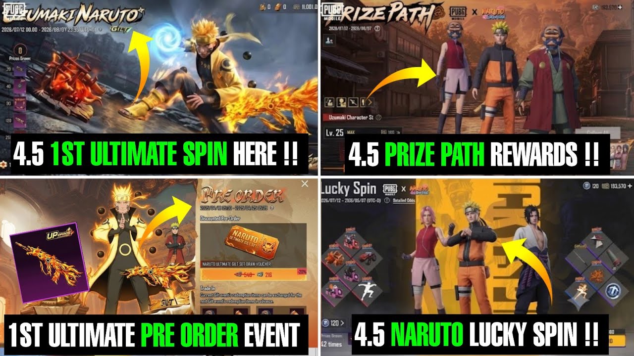 4.5 Naruto Prize Path Is Here 🔥| 1st Ultimate Spin Reward & Pre Order Event | Naruto Lucky Spin 