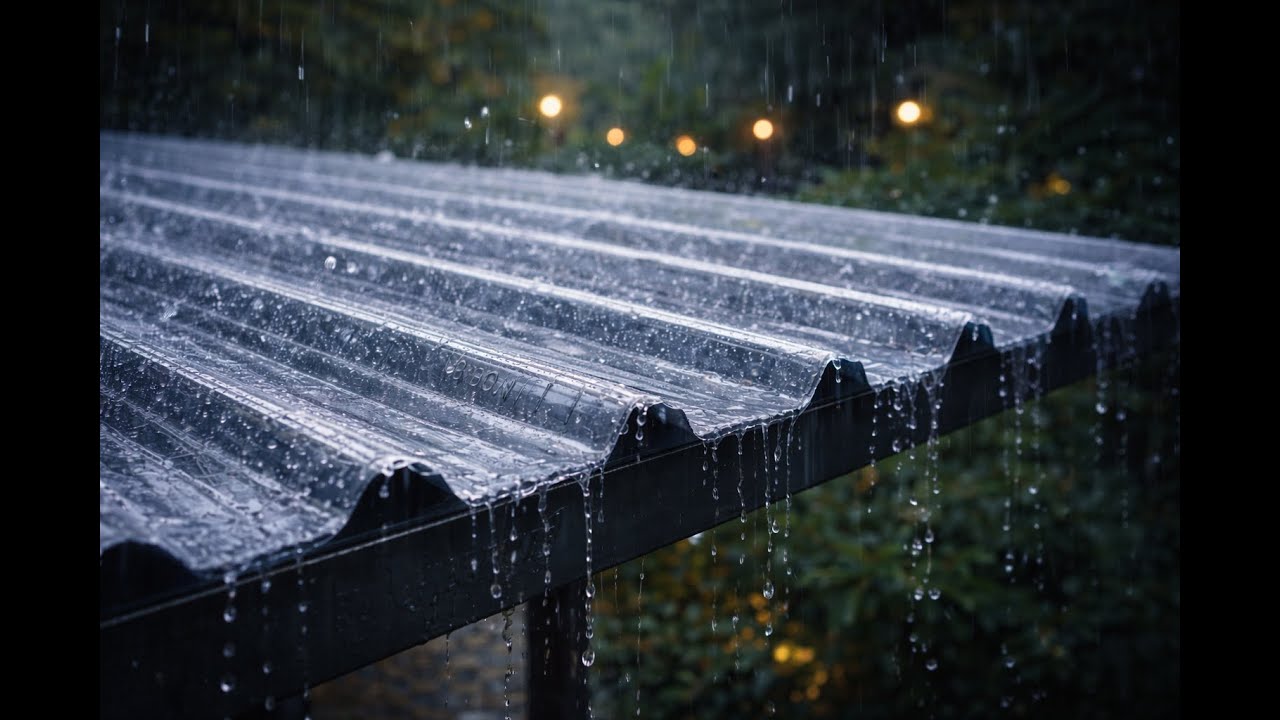 Light Rain Under Plastic Roof | 10 Hours | Steady Rain for Sleep
