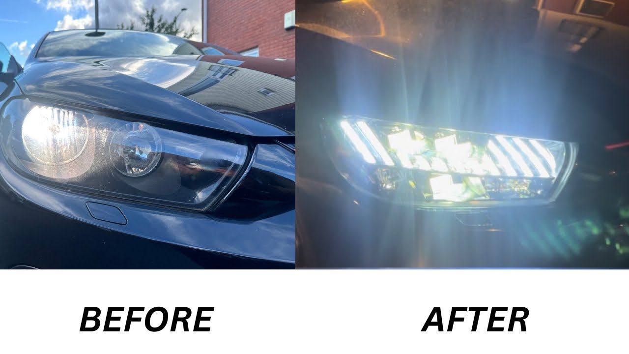 Установка светодиодных матричных фар Audi RS7 2024 года на Volkswagen Scirocco 2008-2017