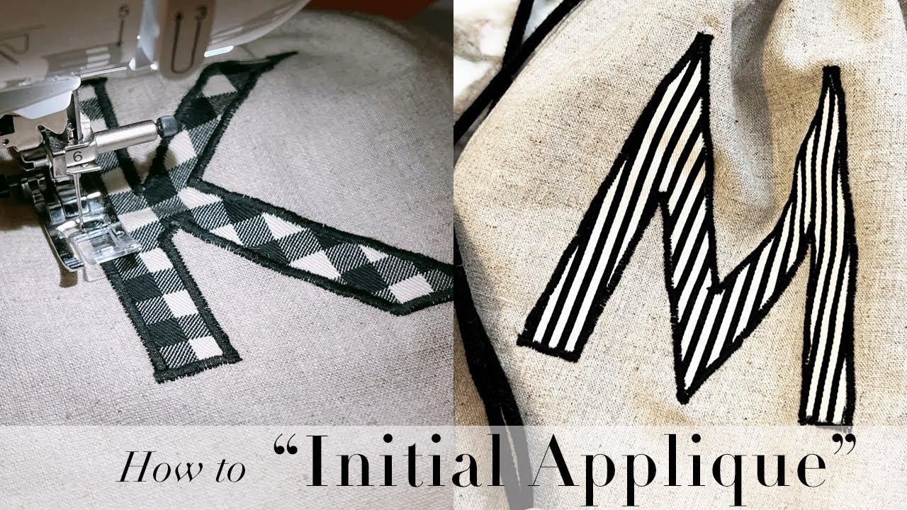 【DIY】超簡単なミシンアップリケの作り方！simple machine applique イニシャル　ロゴ　ワッペン　刺繍　ソーイング　ハンドメイド　リネン　ギンガムチェック