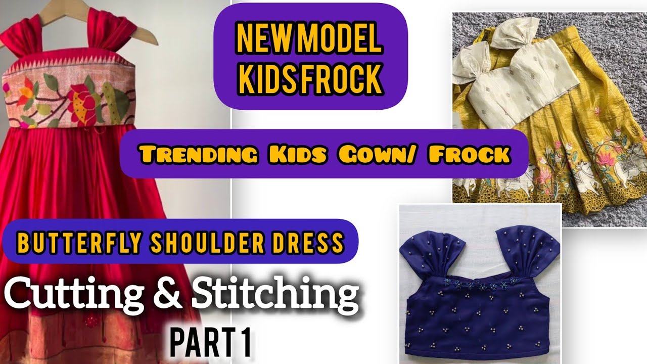 Kids New Model Frock Cutting and Stitching | Butterfly shoulder Dress | Easy method In Tamil 