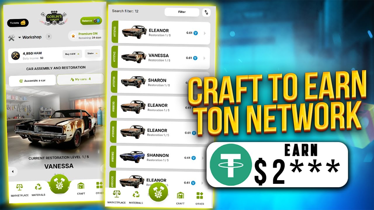 CRAFT & EARN - TON Network Idle NFT Game - Goblin's Garage